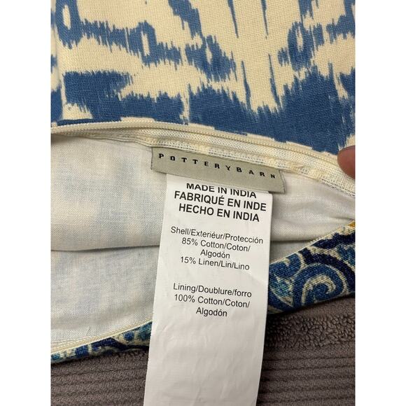Pottery Barn Pillow Cover Sham Throw Beale Paisley Ikat Reversible Blue 18x18 - Picture 4 of 5